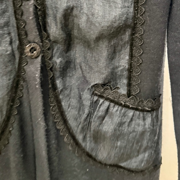 LILIBELU Navy Cardigan – Scalloped Trim, Elbow Patches & Pocket Detail - Picture 3 of 6